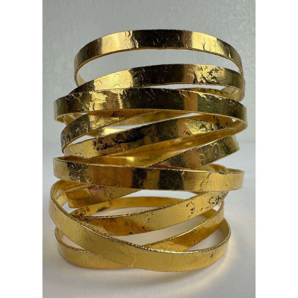 Citrine by the Stones Hammered 14K Gold Plated Bangle Bracelet Siren Boho